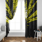 Custom Panthers Rugby 60th Anniversary Window Curtain Penrith Polynesian Tribal Pattern - Traditional Tattoo