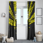 Custom Panthers Rugby 60th Anniversary Window Curtain Penrith Polynesian Tribal Pattern - Traditional Tattoo