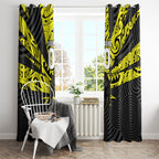 Custom Panthers Rugby 60th Anniversary Window Curtain Penrith Polynesian Tribal Pattern - Traditional Tattoo