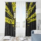 Custom Panthers Rugby 60th Anniversary Window Curtain Penrith Polynesian Tribal Pattern - Traditional Tattoo