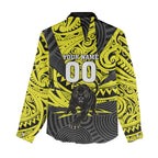 Custom Panthers Rugby 60th Anniversary Women Casual Shirt Penrith Polynesian Tribal Pattern - Traditional Tattoo