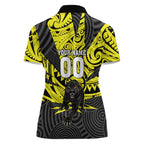 Custom Panthers Rugby 60th Anniversary Women Polo Shirt Penrith Polynesian Tribal Pattern - Traditional Tattoo