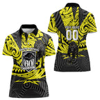 Custom Panthers Rugby 60th Anniversary Women Polo Shirt Penrith Polynesian Tribal Pattern - Traditional Tattoo