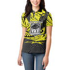 Custom Panthers Rugby 60th Anniversary Women Polo Shirt Penrith Polynesian Tribal Pattern - Traditional Tattoo