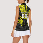 Custom Panthers Rugby 60th Anniversary Women Sleeveless Polo Shirt Penrith Polynesian Tribal Pattern - Traditional Tattoo