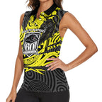 Custom Panthers Rugby 60th Anniversary Women Sleeveless Polo Shirt Penrith Polynesian Tribal Pattern - Traditional Tattoo