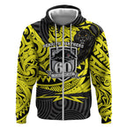 Custom Panthers Rugby 60th Anniversary Zip Hoodie Penrith Polynesian Tribal Pattern - Traditional Tattoo