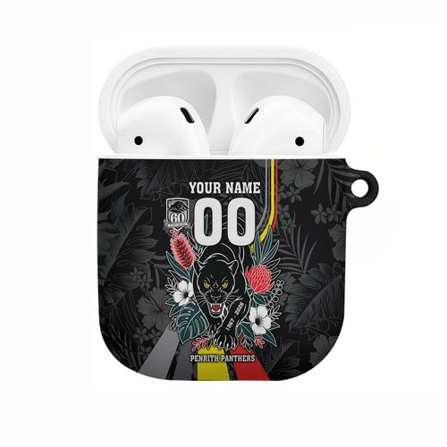 Penrith Panthers 60th Anniversary Custom AirPods Case Native Australian Protea And Hibiscus Tropical Floral