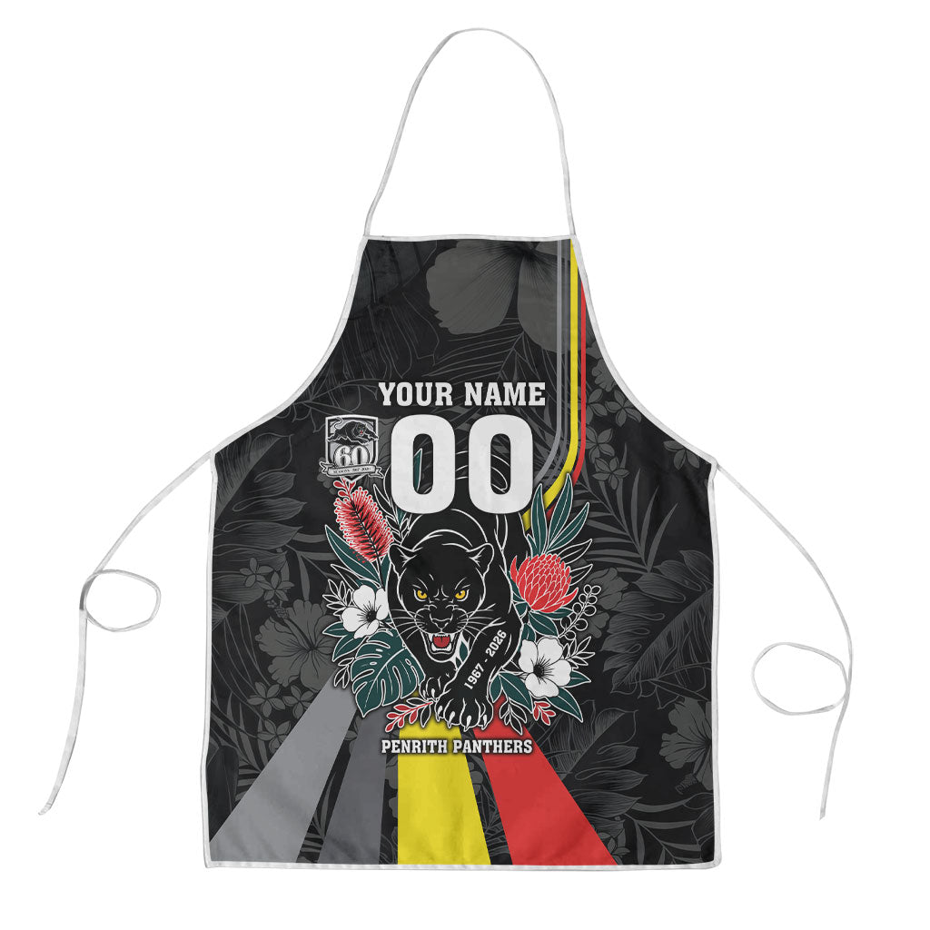 Penrith Panthers 60th Anniversary Custom Apron Native Australian Protea And Hibiscus Tropical Floral