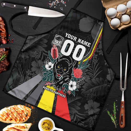 Penrith Panthers 60th Anniversary Custom Apron Native Australian Protea And Hibiscus Tropical Floral