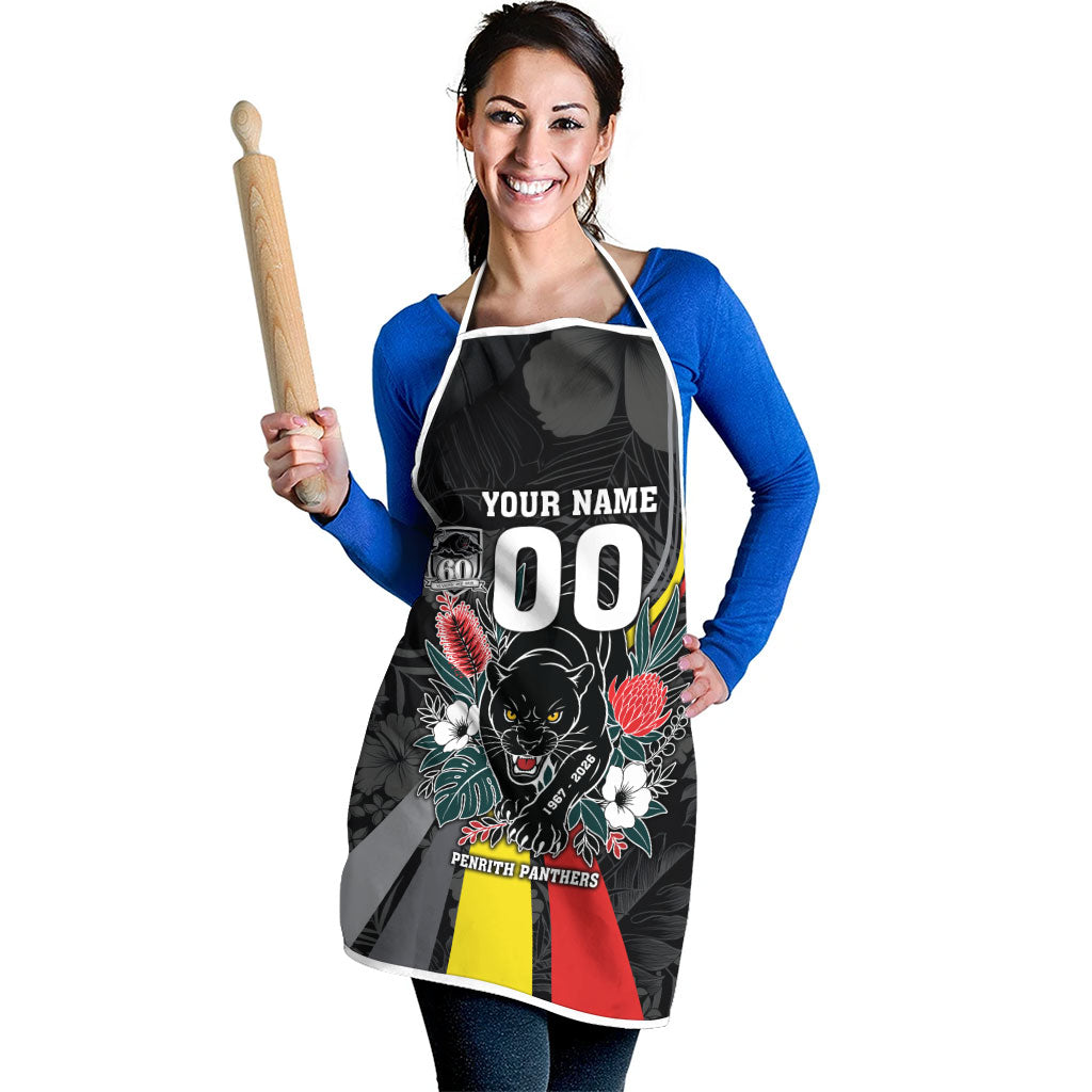 Penrith Panthers 60th Anniversary Custom Apron Native Australian Protea And Hibiscus Tropical Floral
