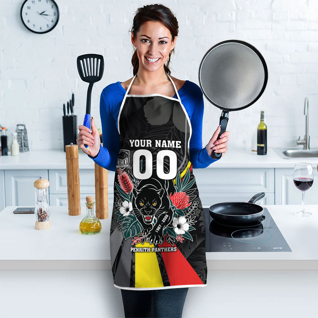Penrith Panthers 60th Anniversary Custom Apron Native Australian Protea And Hibiscus Tropical Floral