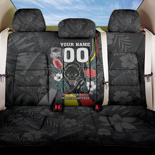 Penrith Panthers 60th Anniversary Custom Back Car Seat Cover Native Australian Protea And Hibiscus Tropical Floral