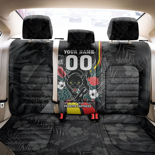 Penrith Panthers 60th Anniversary Custom Back Car Seat Cover Native Australian Protea And Hibiscus Tropical Floral