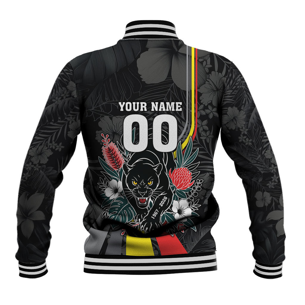 Penrith Panthers 60th Anniversary Custom Baseball Jacket Native Australian Protea And Hibiscus Tropical Floral
