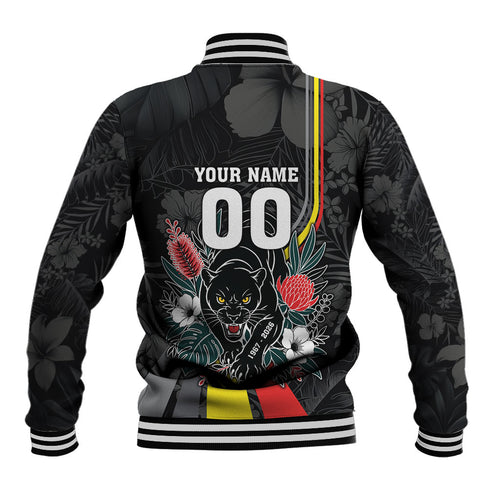 Penrith Panthers 60th Anniversary Custom Baseball Jacket Native Australian Protea And Hibiscus Tropical Floral
