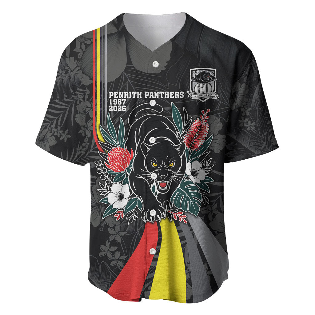 Penrith Panthers 60th Anniversary Custom Baseball Jersey Native Australian Protea And Hibiscus Tropical Floral