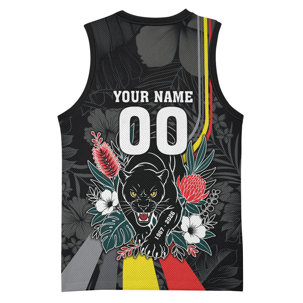 Penrith Panthers 60th Anniversary Custom Basketball Jersey Native Australian Protea And Hibiscus Tropical Floral