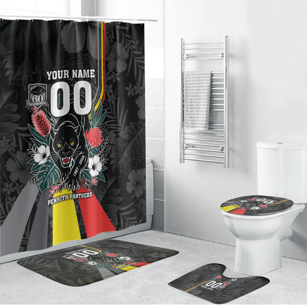 Penrith Panthers 60th Anniversary Custom Bathroom Set Native Australian Protea And Hibiscus Tropical Floral