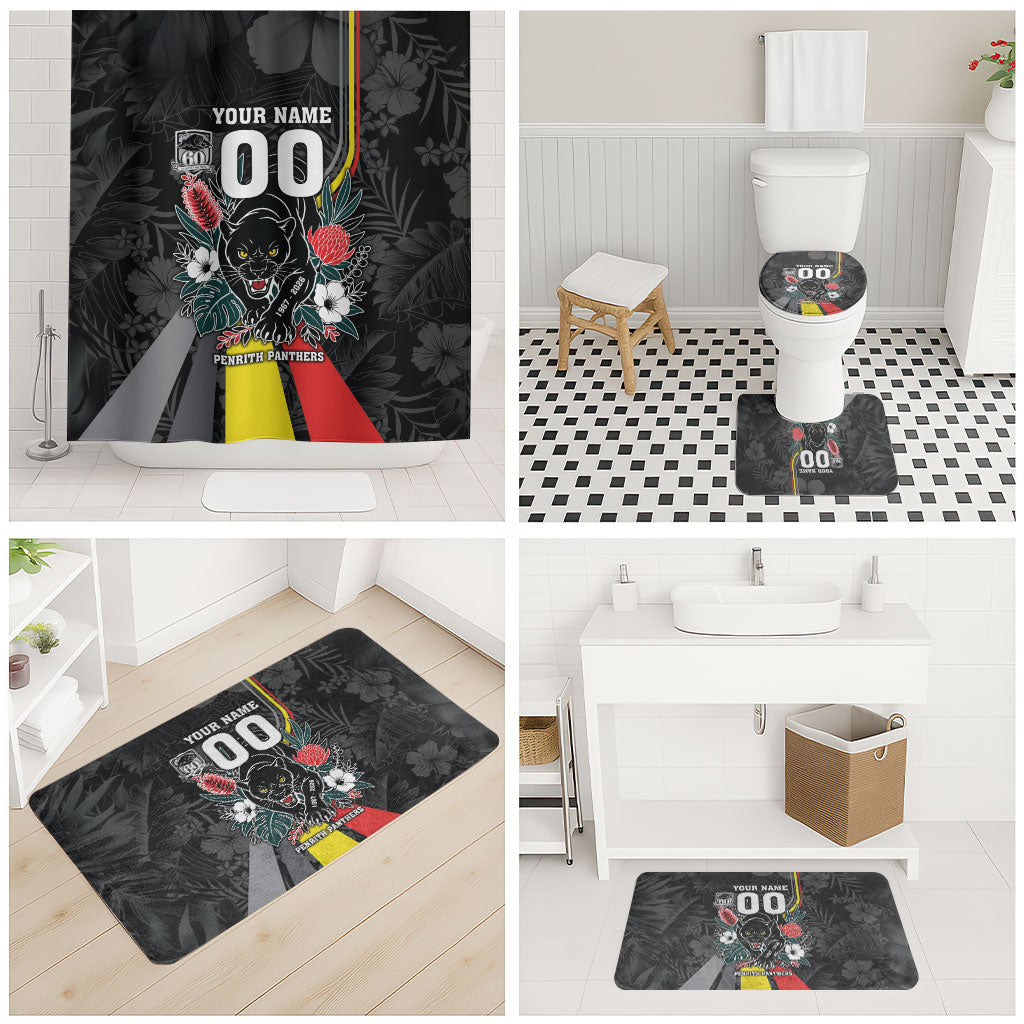 Penrith Panthers 60th Anniversary Custom Bathroom Set Native Australian Protea And Hibiscus Tropical Floral