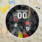 Penrith Panthers 60th Anniversary Custom Beach Blanket Native Australian Protea And Hibiscus Tropical Floral