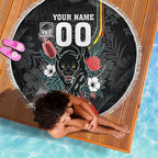 Penrith Panthers 60th Anniversary Custom Beach Blanket Native Australian Protea And Hibiscus Tropical Floral