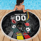 Penrith Panthers 60th Anniversary Custom Beach Blanket Native Australian Protea And Hibiscus Tropical Floral
