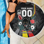 Penrith Panthers 60th Anniversary Custom Beach Blanket Native Australian Protea And Hibiscus Tropical Floral