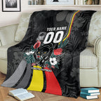 Penrith Panthers 60th Anniversary Custom Blanket Native Australian Protea And Hibiscus Tropical Floral