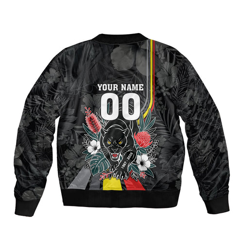 Penrith Panthers 60th Anniversary Custom Bomber Jacket Native Australian Protea And Hibiscus Tropical Floral