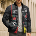 Penrith Panthers 60th Anniversary Custom Bomber Puffer Jacket Native Australian Protea And Hibiscus Tropical Floral