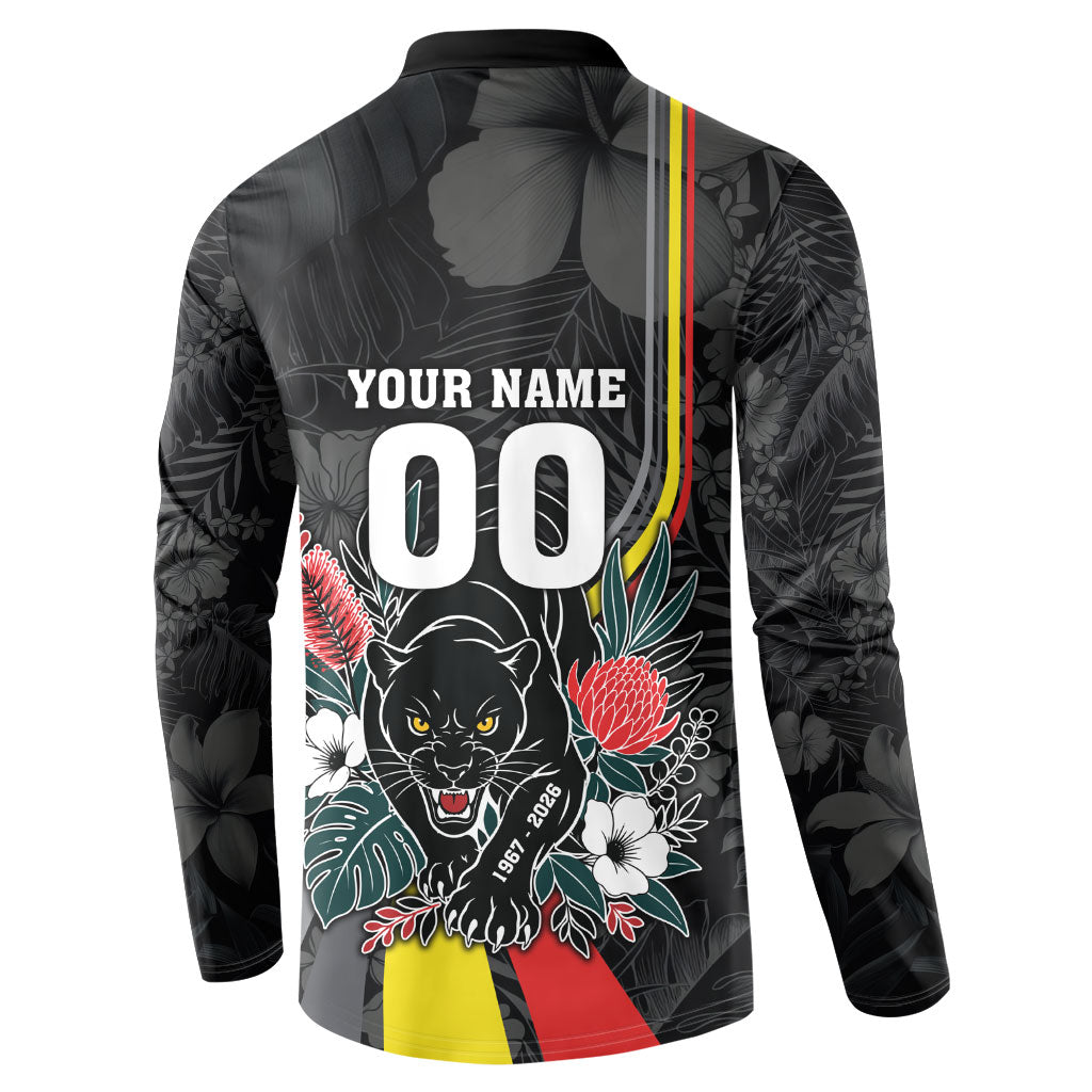 Penrith Panthers 60th Anniversary Custom Button Sweatshirt Native Australian Protea And Hibiscus Tropical Floral