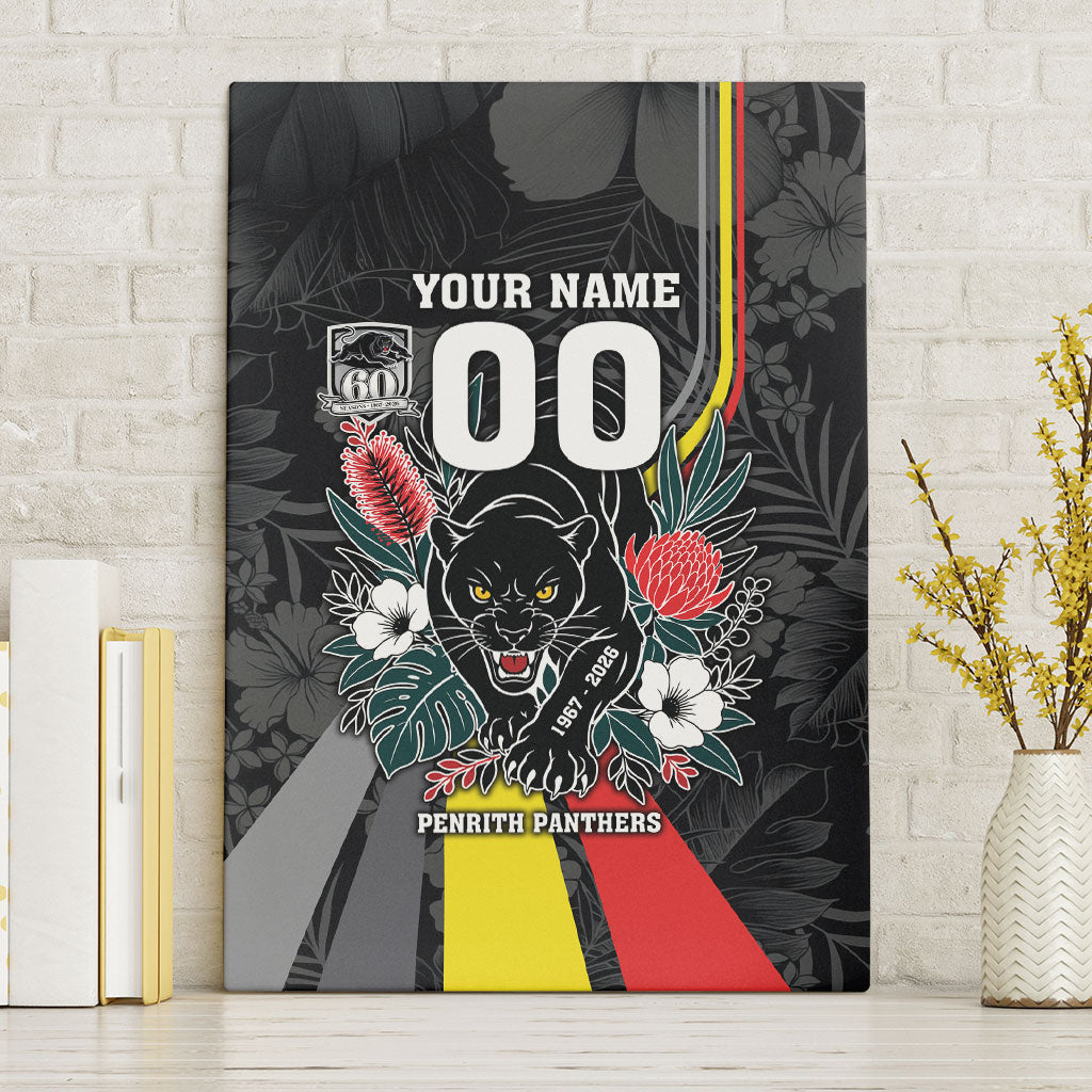 Penrith Panthers 60th Anniversary Custom Canvas Wall Art Native Australian Protea And Hibiscus Tropical Floral