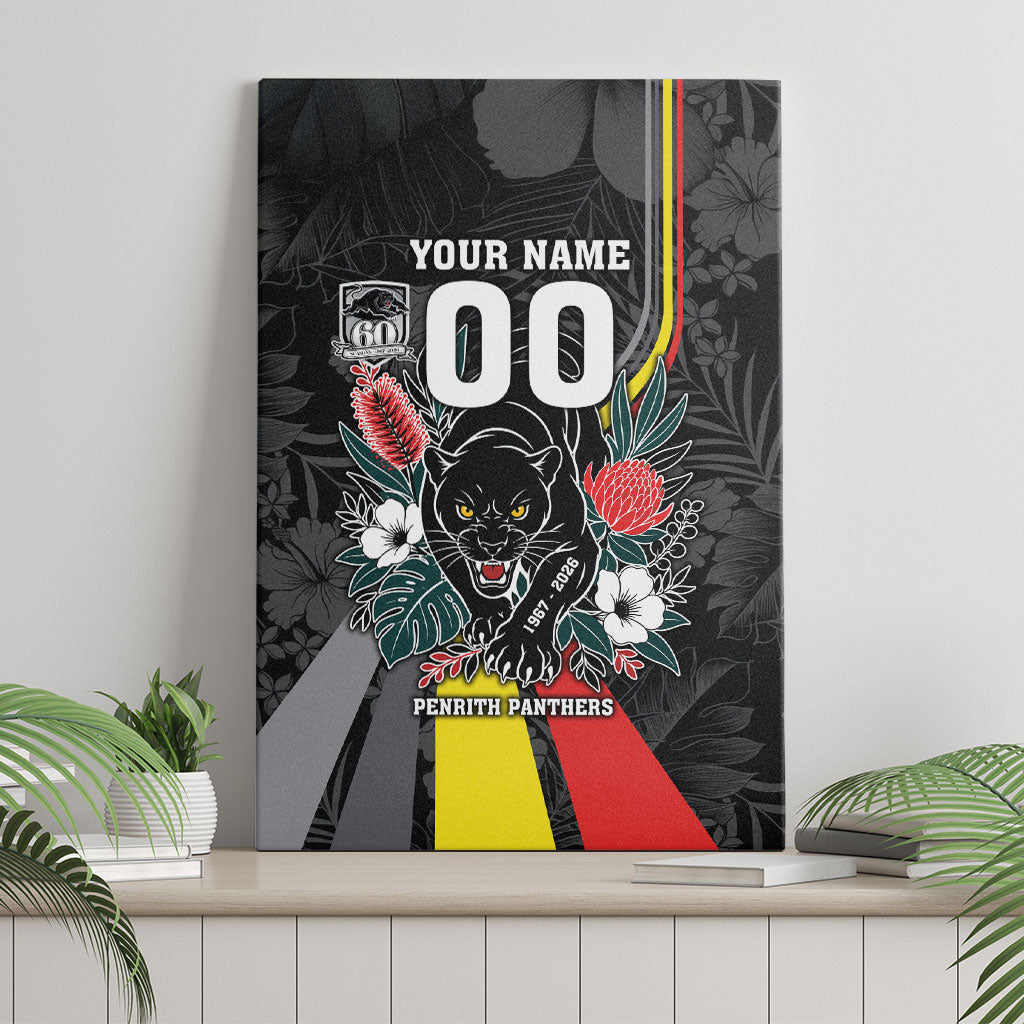 Penrith Panthers 60th Anniversary Custom Canvas Wall Art Native Australian Protea And Hibiscus Tropical Floral
