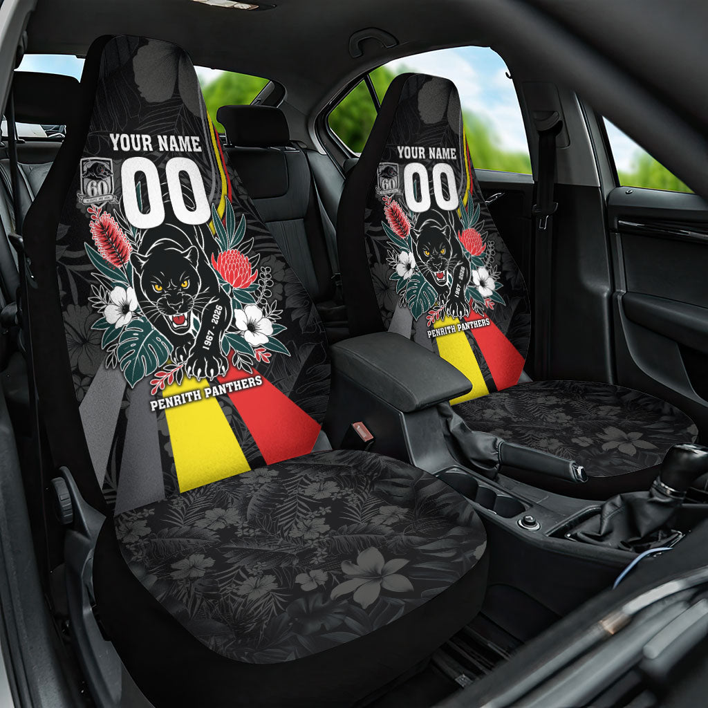 Penrith Panthers 60th Anniversary Custom Car Seat Cover Native Australian Protea And Hibiscus Tropical Floral