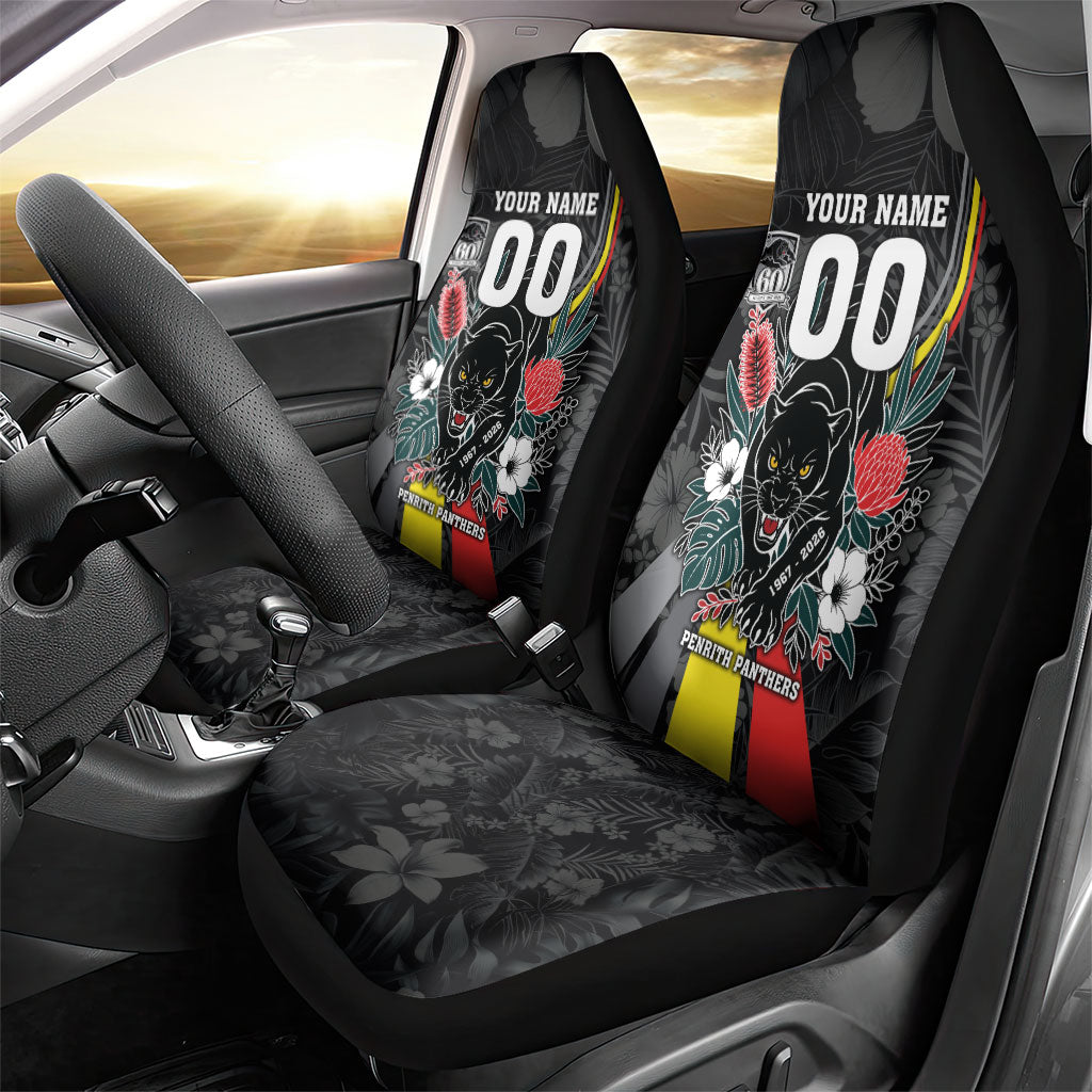 Penrith Panthers 60th Anniversary Custom Car Seat Cover Native Australian Protea And Hibiscus Tropical Floral