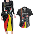 Penrith Panthers 60th Anniversary Custom Couples Matching Long Sleeve Bodycon Dress and Hawaiian Shirt Native Australian Protea And Hibiscus Tropical Floral