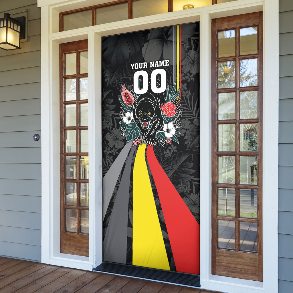 Penrith Panthers 60th Anniversary Custom Door Cover Native Australian Protea And Hibiscus Tropical Floral