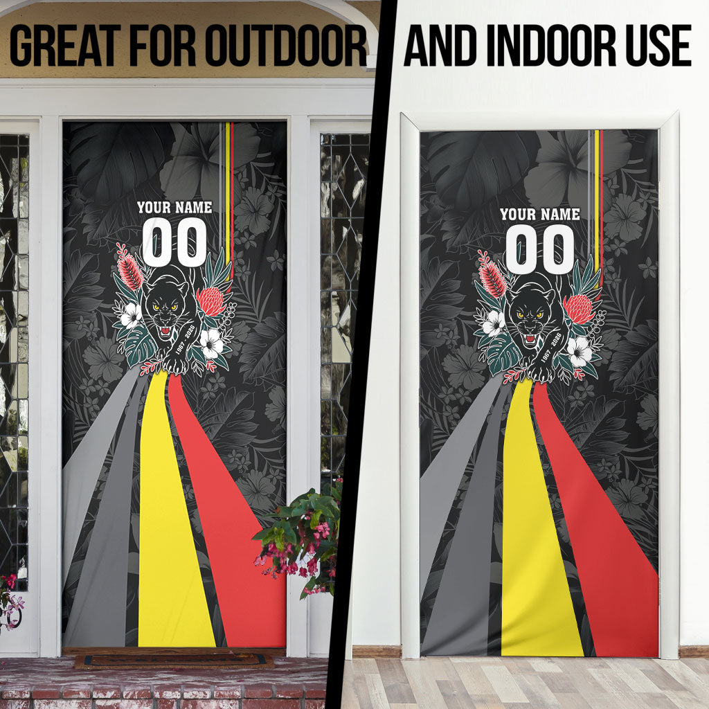 Penrith Panthers 60th Anniversary Custom Door Cover Native Australian Protea And Hibiscus Tropical Floral
