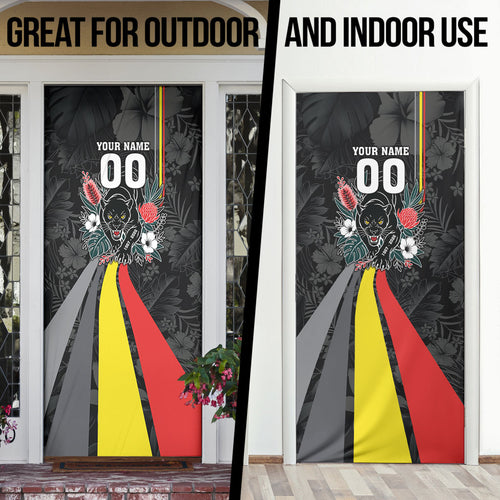 Penrith Panthers 60th Anniversary Custom Door Cover Native Australian Protea And Hibiscus Tropical Floral