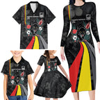 Penrith Panthers 60th Anniversary Custom Family Matching Long Sleeve Bodycon Dress and Hawaiian Shirt Native Australian Protea And Hibiscus Tropical Floral