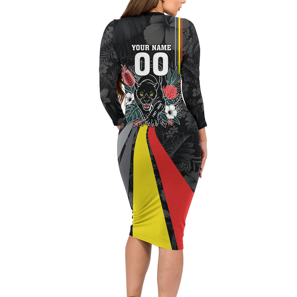 Penrith Panthers 60th Anniversary Custom Family Matching Long Sleeve Bodycon Dress and Hawaiian Shirt Native Australian Protea And Hibiscus Tropical Floral