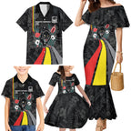 Penrith Panthers 60th Anniversary Custom Family Matching Mermaid Dress and Hawaiian Shirt Native Australian Protea And Hibiscus Tropical Floral