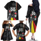 Penrith Panthers 60th Anniversary Custom Family Matching Off The Shoulder Long Sleeve Dress and Hawaiian Shirt Native Australian Protea And Hibiscus Tropical Floral