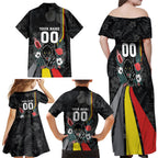 Penrith Panthers 60th Anniversary Custom Family Matching Off Shoulder Maxi Dress and Hawaiian Shirt Native Australian Protea And Hibiscus Tropical Floral