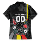 Penrith Panthers 60th Anniversary Custom Family Matching Off Shoulder Short Dress and Hawaiian Shirt Native Australian Protea And Hibiscus Tropical Floral