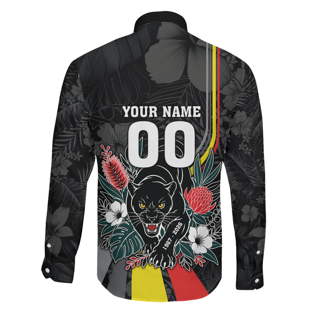 Penrith Panthers 60th Anniversary Custom Family Matching Off Shoulder Short Dress and Hawaiian Shirt Native Australian Protea And Hibiscus Tropical Floral