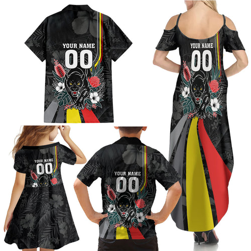 Penrith Panthers 60th Anniversary Custom Family Matching Summer Maxi Dress and Hawaiian Shirt Native Australian Protea And Hibiscus Tropical Floral