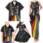 Penrith Panthers 60th Anniversary Custom Family Matching Tank Maxi Dress and Hawaiian Shirt Native Australian Protea And Hibiscus Tropical Floral