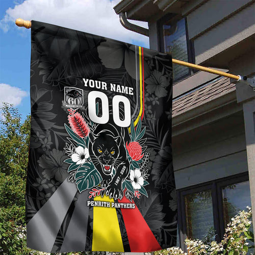 Penrith Panthers 60th Anniversary Custom Garden Flag Native Australian Protea And Hibiscus Tropical Floral